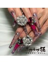 お花埋め込みデザインスカルプ
