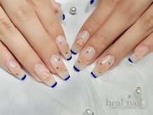 ヒールネイル(heal nail)/cheek×スキニーfrench×heart