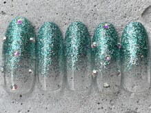 フリークネイル(FREAK Nail)/韓国風ラメグラストーン ¥7000