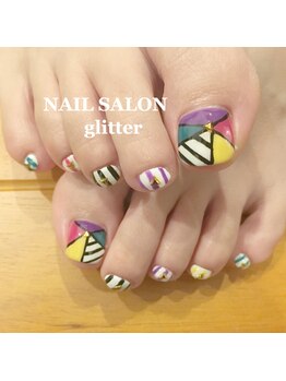 ネイルサロン グリッター(NAIL SALON glitter)/カラフルフットネイル