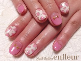 ふんわりヒョウ柄アート☆ネイル