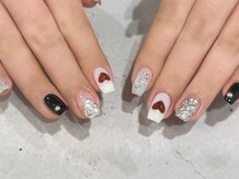 ローラン(LORAN)/ぷっくりハート×シルバーネイル