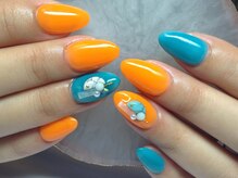 ラウト デコレーションアンドネイルサロン(Lauto Decoration&Nail Salon)/オレンジ＆ターコイズネイル
