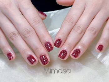 ミモザ 吉祥寺(Mimosa)/春ピンクキラフラッシュネイル