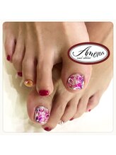 アモーナ ネイルアトリエ(amona nail atelier)/キラキラお花ペディキュア♪