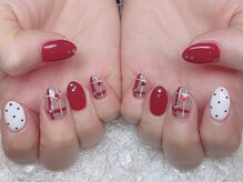 レアネイル 新宿(le'a nail)/赤チェックデザイン