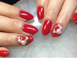 赤&パールネイル
