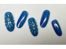 スピードネイル アンド アイ 宮交シティ店/#194【お花×オーロラ】