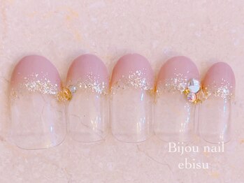 ビジュネイル(Bijou nail)/☆5980☆キラキラフレンチ