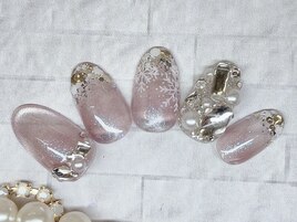 マグネットネイル　冬　手描き