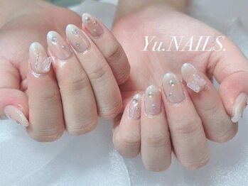 ユーネイルズ 恵比寿(Yu.NAILS.)/チークandオーロラ蝶々