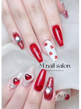 Mネイル/赤ハート|ゴージャス
