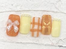 ネイルメゾン 池袋店(NAIL MAISON)/うるうるオレンジリボン¥7800