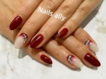 ネイルズアリー 立川店(Nails ally)/ボルドー×ストーン