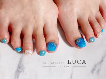ネイルアトリエルカ(nail atelier LUCA)/C-25 夏っぽフット海ネイル