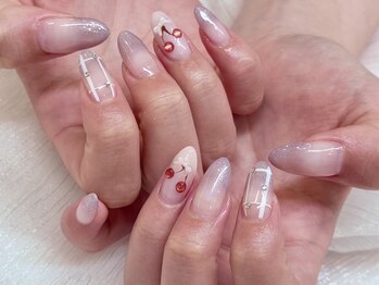 エムエムドットネイル(mm.nail)/【持込90】ラメグラさくらんぼ