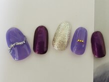 シーグラス(SeaGlass)/定額シンプルパープルネイル