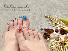 テテネイル(tete.nail)/［foot］ブルー×レッド　キラ☆
