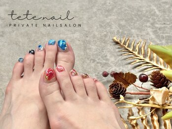 テテネイル(tete.nail)/［foot］ブルー×レッド　キラ☆