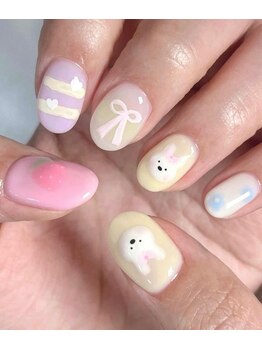 ヘブン ネイル 鶯谷(HEAVEN Nail)/ふんわりうさネイル