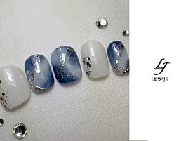 和柄　ネイルチップ　和装　青