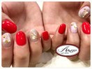 綺麗な赤が素敵♪シェルnail★