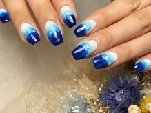 サロンドフォーエイチ(salon de 4H)/指先からブルーネイルで夏気分☆