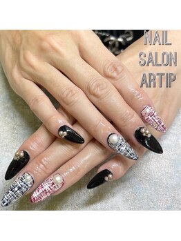 ネイルサロン アーティップ(Nail Salon Artip)/ツイード パール 冬ネイル