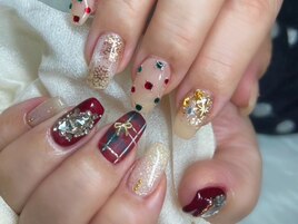 チェックネイル　冬ネイル