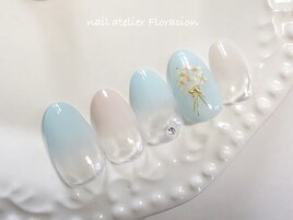 春の定額ネイル　押し花ブーケ