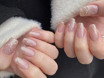 ネイルアルケー(Nail ARCHE)/リボン×ラメグラデーション