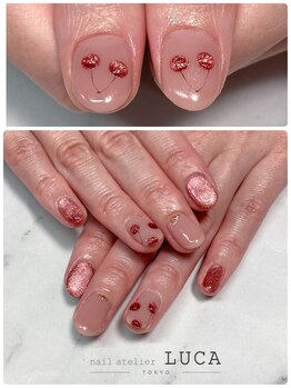 ネイルアトリエルカ(nail atelier LUCA)/M-693 ぷっくりさくらんぼネイル