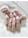 白ネイル♪ぽちゃこパーツ