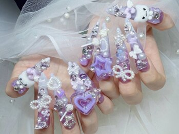 オーロラ アメ村店(AURORA)の写真/【長さ出し10本+パーツつけ放題 ¥13380】流行のデザインなど幅広く対応！200色以上のカラーご用意◎