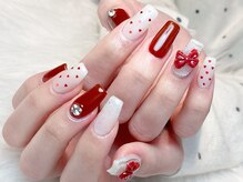 ボルドー×リボン