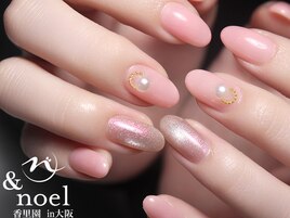 春ピンク×パールネイル