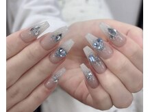 冬デザイン♪乳白色×大きめパーツ