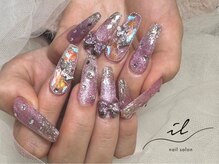 イル 神戸店/フラッシュ×ストーン囲みネイル