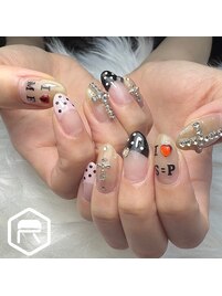 フレンチ×ドットネイル