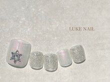 ルークネイル(LUKE NAIL)/ホワイトビジューフットネイル