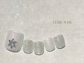 ルークネイル(LUKE NAIL)/ホワイトビジューフットネイル