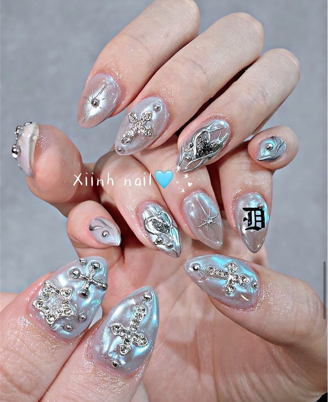 シルバーマグネットネイル01クリアハート韓国 ちゅるん うるうる 冬 クリスマス シルバーマグネットネイル01 クリアハート 韓国 うるうる クリスマス