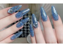 メオネイル(MEO NAIL)/ブルーグリッターロングネイル