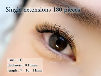 スリーネイルプラスアイラッシュ(Threee Nail+Eyelash)/シングルエクステ　180本