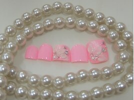 フットジェル★上品3D花ネイル