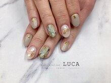 ネイルアトリエルカ(nail atelier LUCA)/W-474 ピスタチオ大理石ネイル