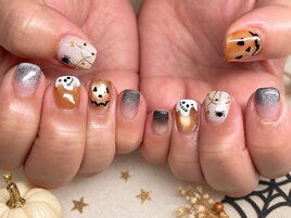 ハロウィンネイル/ブラウン/秋