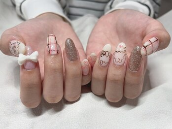 手書きチェックネイル