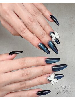 クリーム(Nail Atelier CREAM)/長さだし10本+mag+パーツ