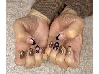 黒リボンネイル